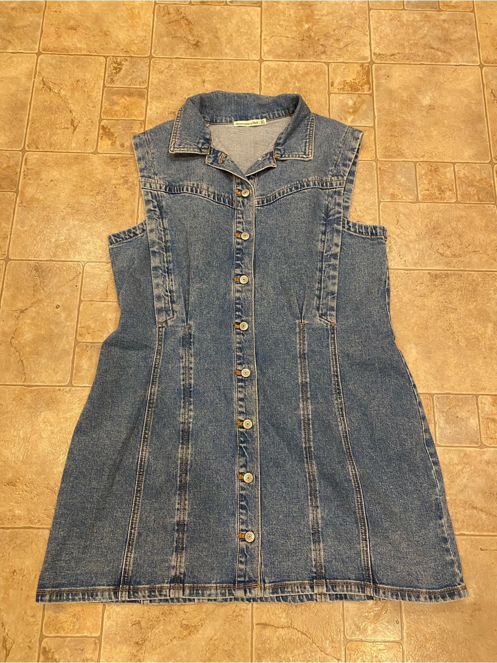 Abercrombie Fitch Denim Mini Dress Button Front Sz XLP Excellent Condition